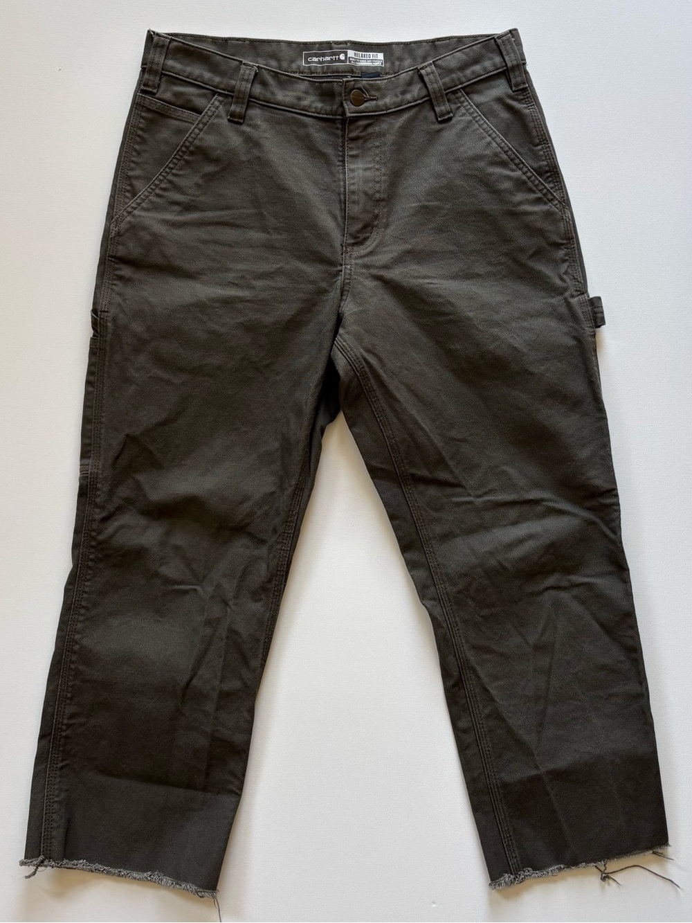 Carhartt Rugged Flex Relaxed Fit Utility Work Pants Mens 32x30 Raw Hems Olive